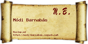 Módi Barnabás névjegykártya